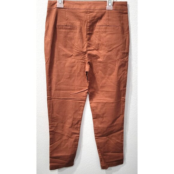 Womens HAVE Rust Brown Slim Fit Cotton-Blend Casual Office Pants Size S - Picture 7 of 12